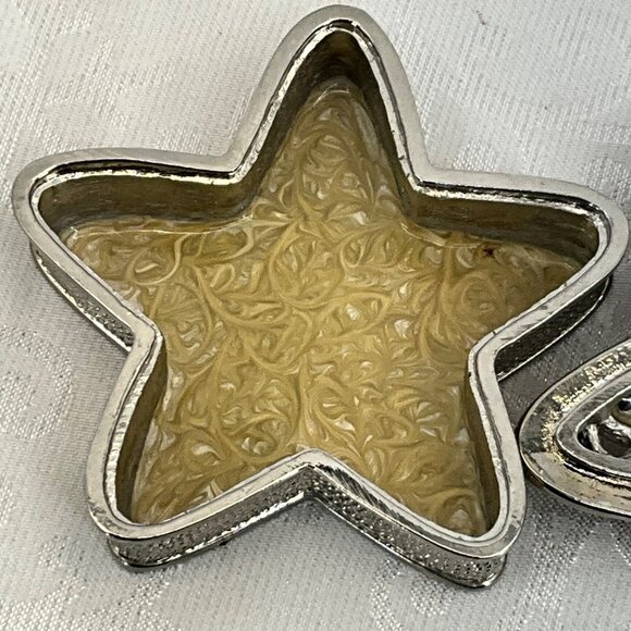 Vtg Lauren Design Star-Shaped Silver-Tone Trinket Box Red Green & Clear Gem Acce - Picture 4 of 6